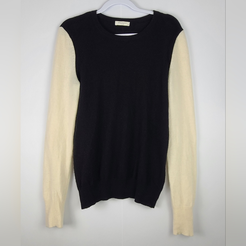 Equipment Femme Shane crewneck colorblock 100% cashmere sweater, Sz M (PTP 19")